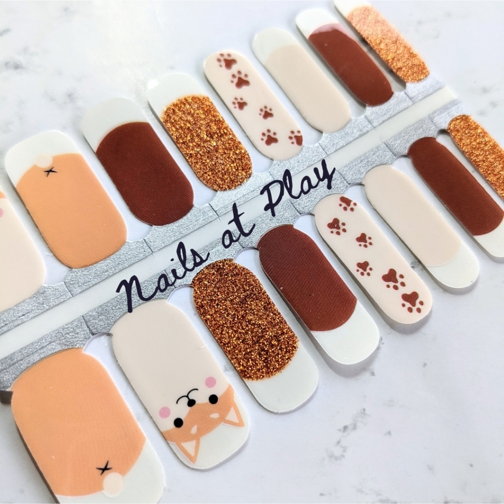 5 for $15 Nail Wraps- Corgi (transparent)